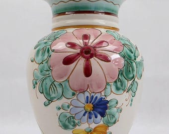 [イタリア製] ヴィンテージ　マジョルカ　陶器花瓶 大型カポディモンテ・マジョリカ花瓶 ヴィンテージ イタリア製 手描き