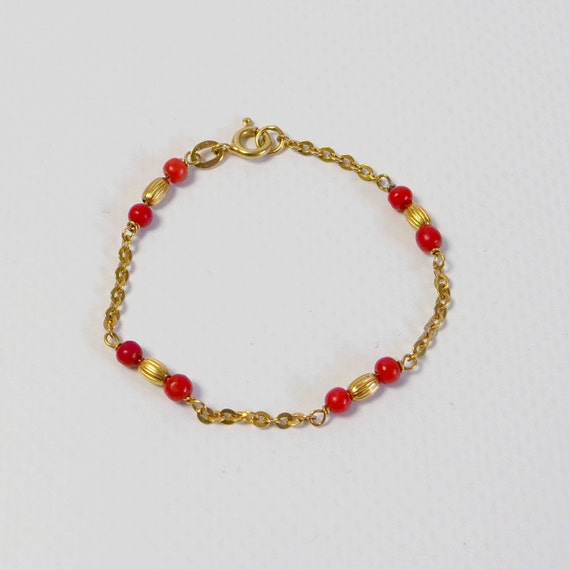 Antique 15 kt gold child's bracelet with gold and… - image 1