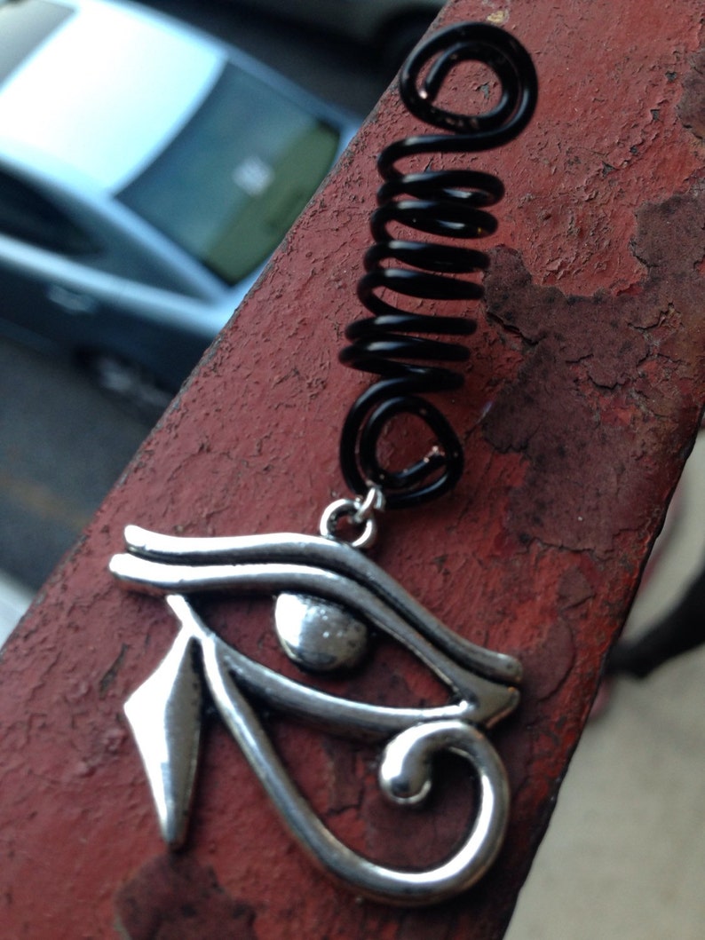 Eye of Horus Black Spiral Dread Lock Coil Bead