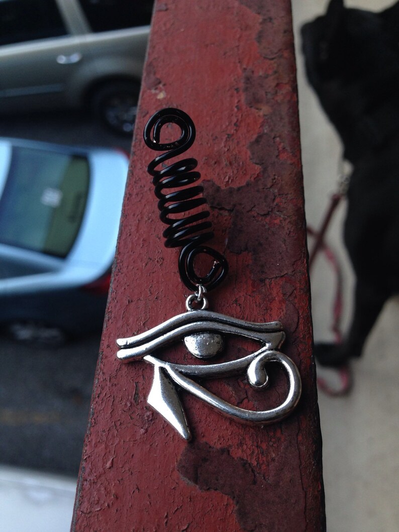 Eye of Horus Black Spiral Dread Lock Coil Bead