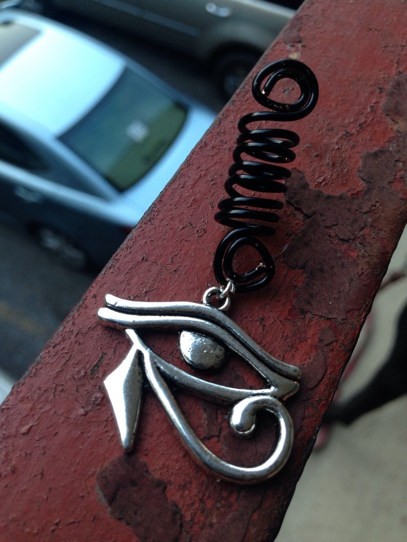 Eye of Horus Black Spiral Dread Lock Coil Bead