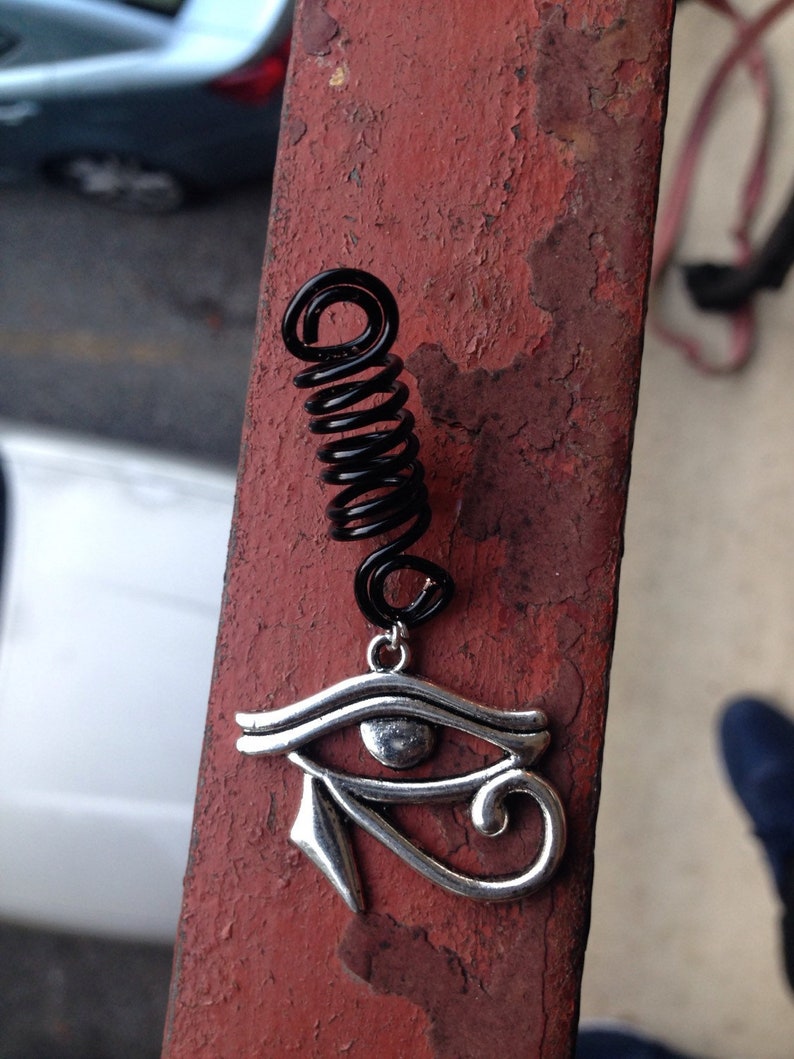 Eye of Horus Black Spiral Dread Lock Coil Bead