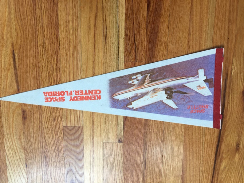 1980s Vintage Tourist Pennant Vintage NASA Kennedy Space Center Tourist Pennant Flag Felt Souvinier Pennant