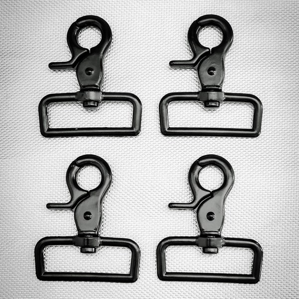 1.5" Black Trigger Scissor Swivel Lobster Claw Metal Snaps For Webbing, Leather Straps Or Any Other Component at 1.5" Width: 4-pcs p/pack
