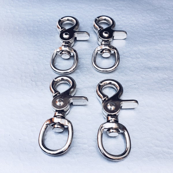 Silver Trigger Scissor Lobster Claw Swivel Snap Hooks 2-1/2" Long: 4 pcs - made in Taiwan (USA inventory)