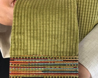 Etole de clergé tons vert terre, étole de pasteur faite main