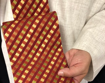 Étole pour clergé à carreaux rouge, étole pastorale pour prêtre de la Pentecôte faite main