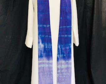 Étole aquarelle pour le carême, nuances de violet, effet tie-dye, élégante, cadeau de pasteur, cadeau du clergé, RB015