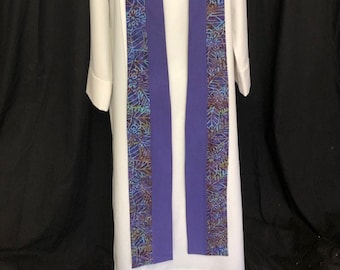 Étole de clergé violette faite main, Carême Fire Design