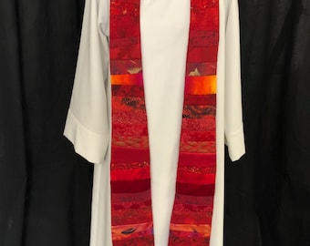 Étole de prêtre rouge matelassée à la main, cadeau d'ordination de la Pentecôte