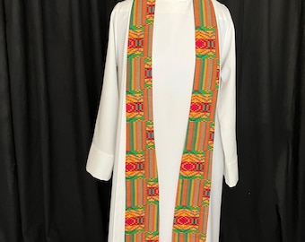 Bright African cotton clergy stole