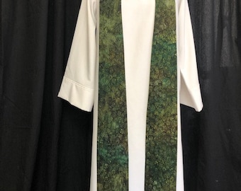 Étole de clergé en batik de blé vert