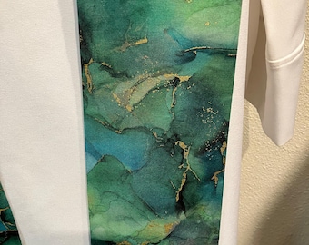 Étole de clergé verte et dorée