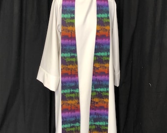 Étole liturgique Carême arc-en-ciel