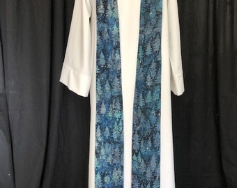 Blue Christmas snow on the pines Advent stole