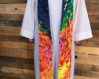 Étole soyeuse du clergé arc-en-ciel, arc-en-ciel, étole du clergé pinceau, étole du prêtre, étole du clergé, étole toutes les saisons, étole du clergé arc-en-ciel, RB010