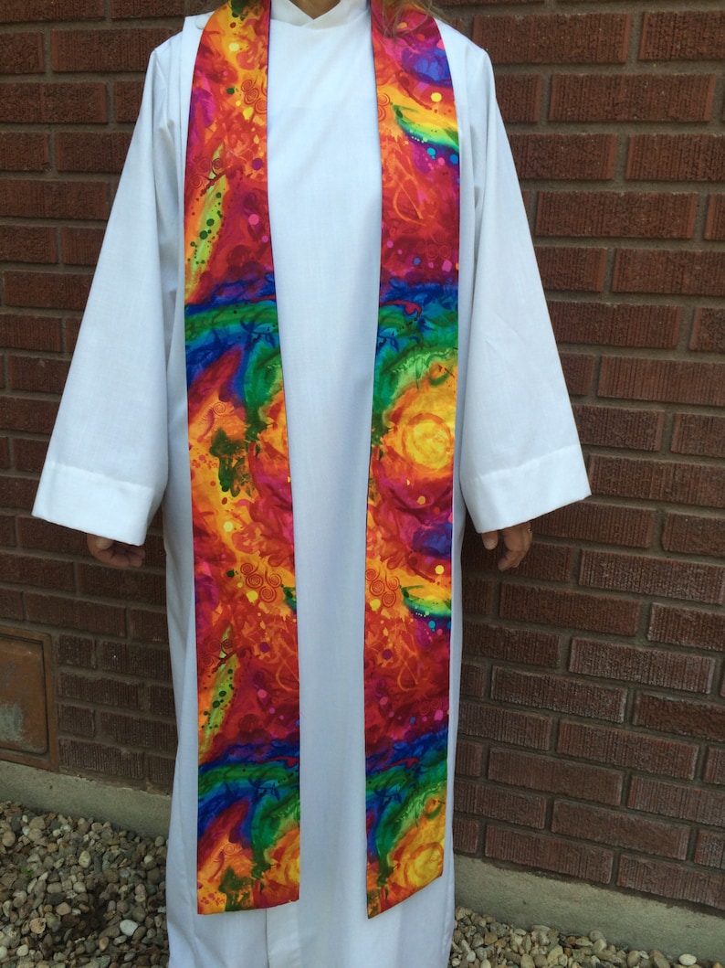 Rainbow Clergy Stole, Priest Stole, Clergy Stole, All Season Stole, Rainbow Stole, RB001 image 3