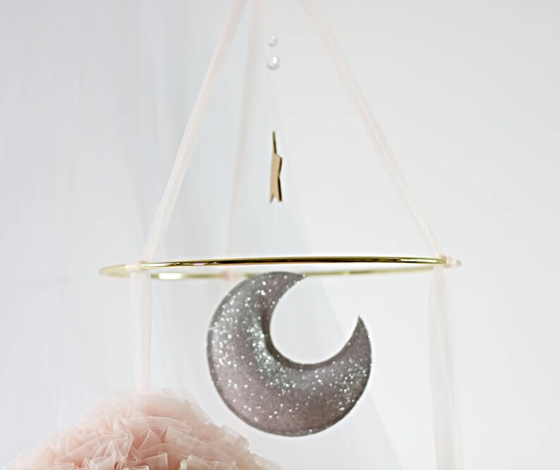 Girl nursery cloud mobile crystal mobile stars mobile Etsy