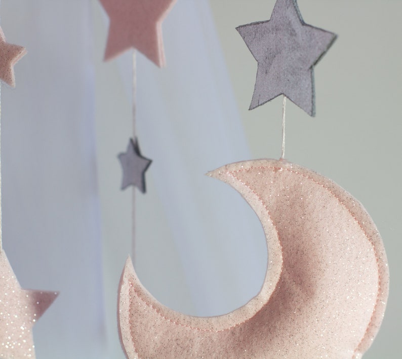 Baby Mobile With Little Clouds and a Moon Cloud Bebe Mobile Etsy