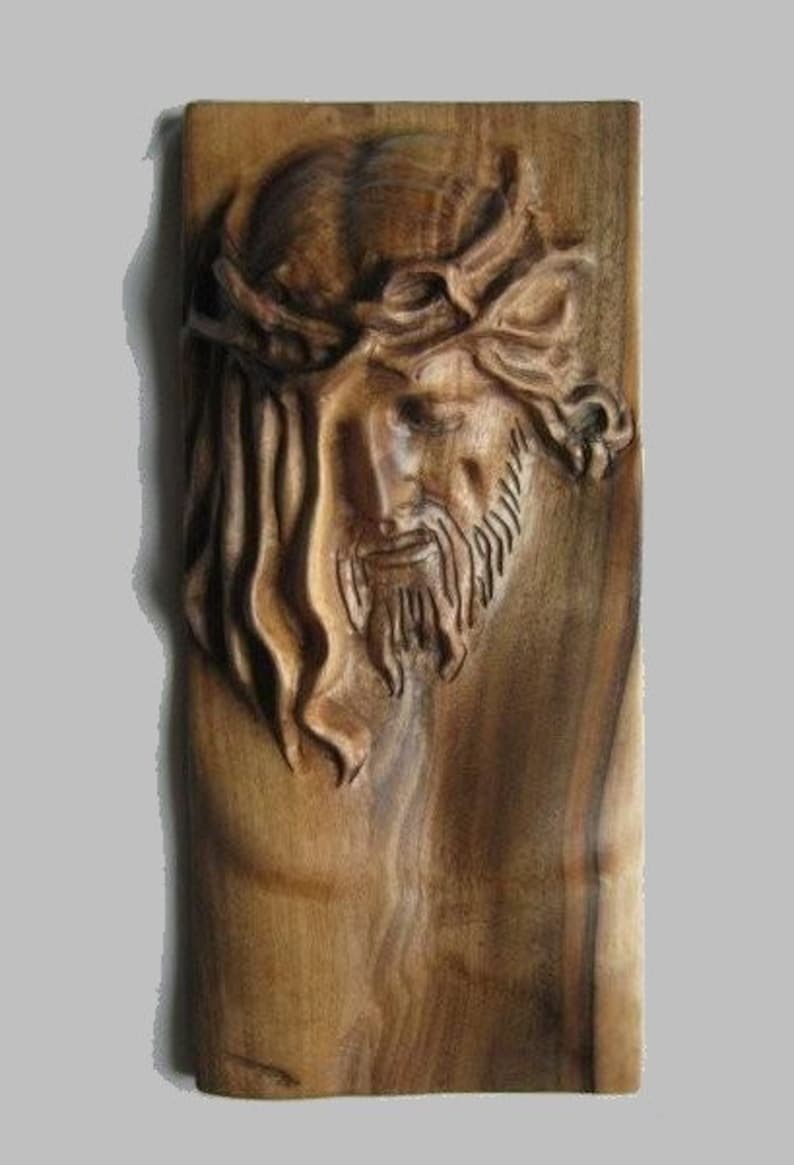 Religious Wood Carving Handmade Jesus Wall Hanging Plaque Relief Decor