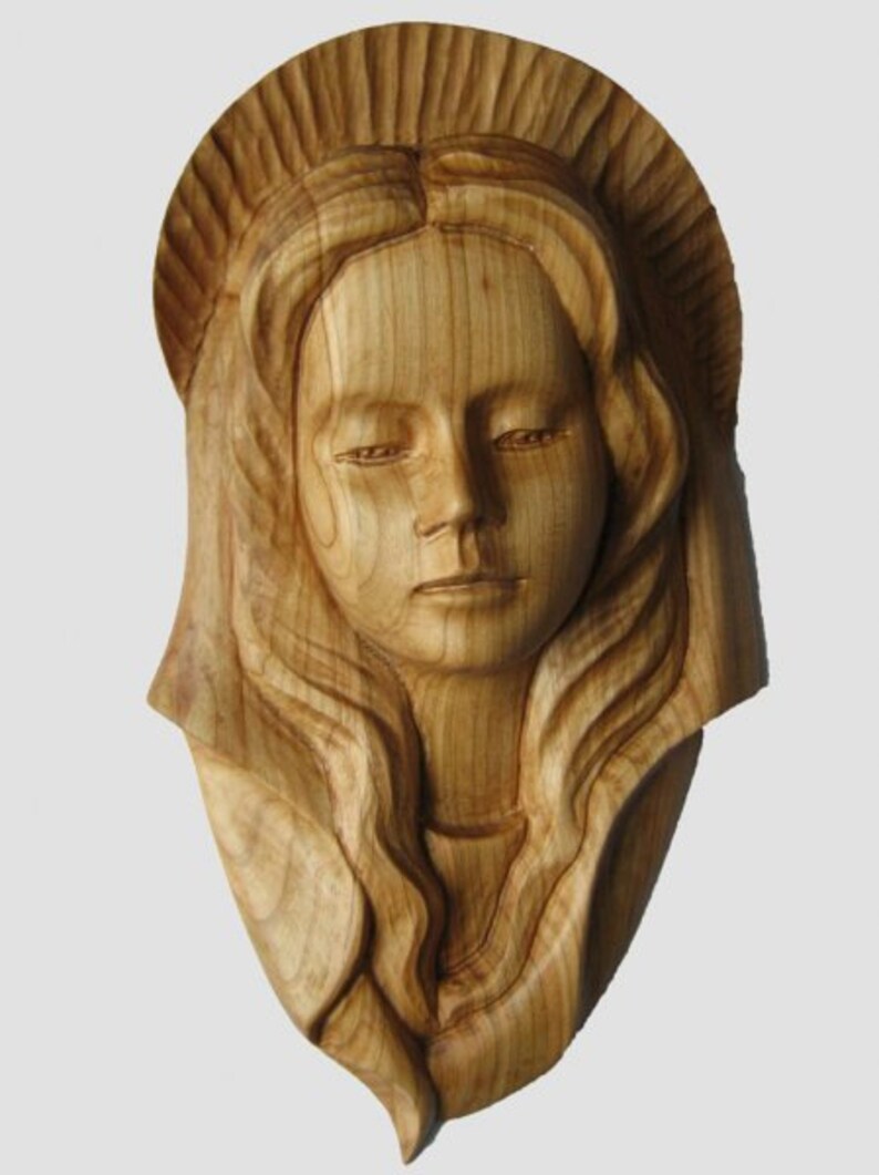 Religious Wood Carving Handmade Madonna Face Wall Hanging - Etsy