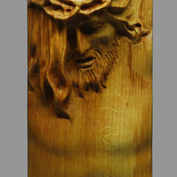 Religious Wood Carving Handmade Jesus  Wall Hanging Plaque Relief  Decor Waxed