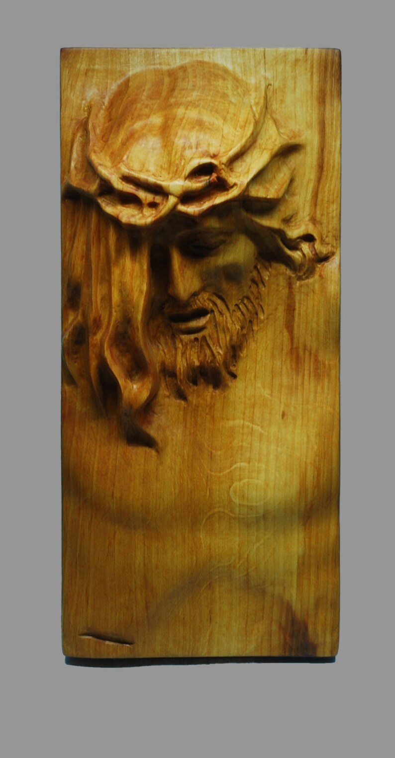 Religious Wood Carving Handmade Jesus Wall Hanging Plaque Relief Decor