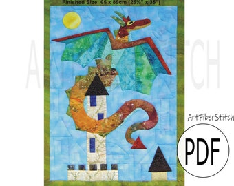 Modello per trapunta a forma di drago: applique da parete (modello PDF)