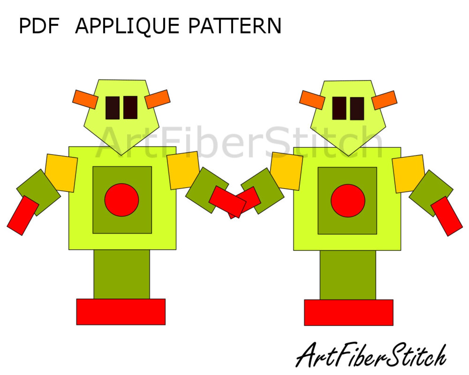 Square Robot PDF Applique Template Pattern Kids Sewing Instant - Etsy ...