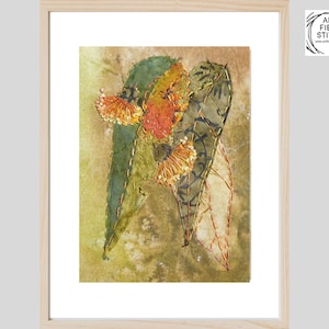 Gum Leaf Embroidery Kit: Hand-Dyed Sun Print Fabric Art, Beginner Sewing