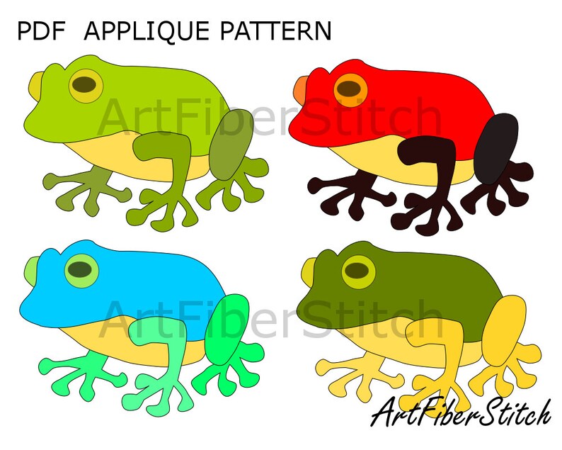 Frog PDF Applique Template Pattern Kids Sewing Instant - Etsy UK