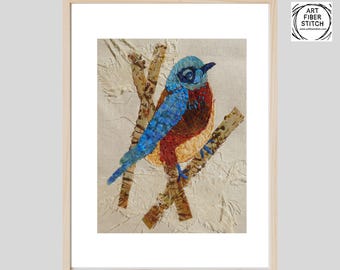 Bluebird Slow Stitching Kit: Anfänger Stoff-Collage-Kunst