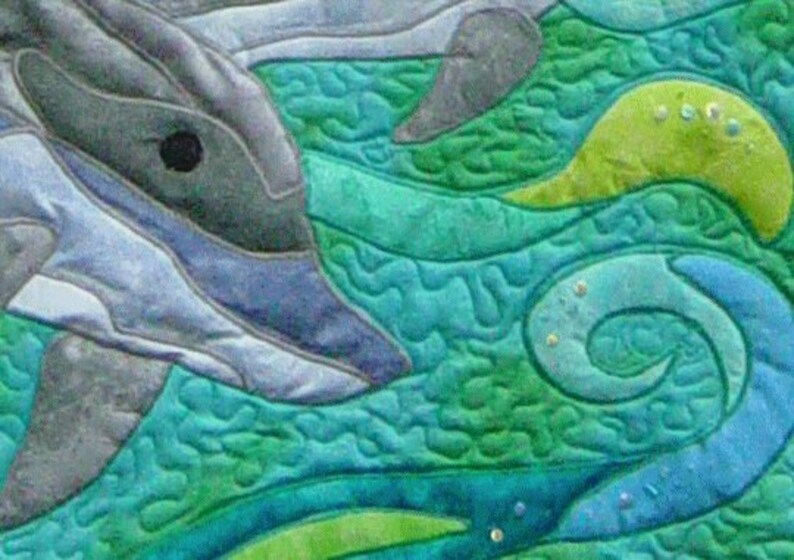 Dolphins is a quilted applique pattern for a wall hanging Etsy