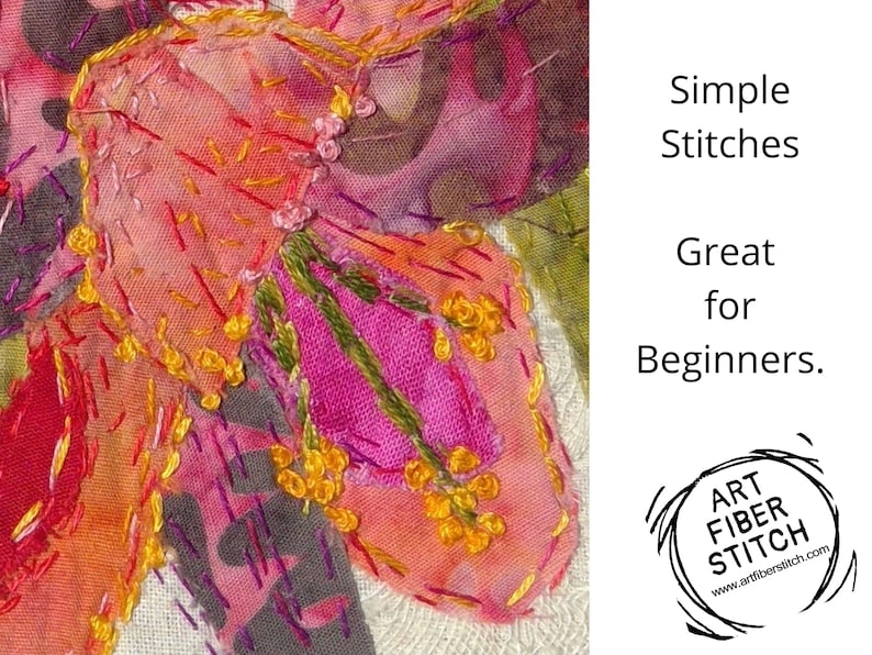 Lilies Slow Stitching Kit Beginners Embroidery Easy Sewing Etsy