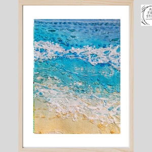 Turquoise Seas Impressionist Textile Art Kit – Hand Dyed Linen Beginners Embroidery