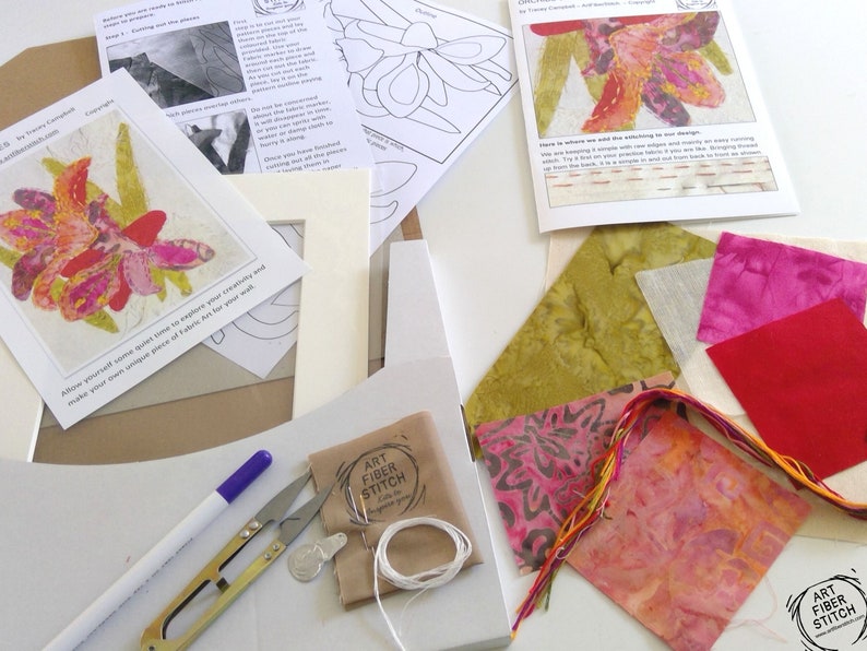 Lilies Slow Stitching Kit Beginners Embroidery Easy Sewing Etsy