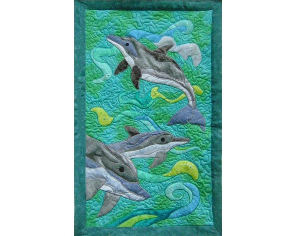Dolphins is a quilted applique pattern for a wall hanging Etsy