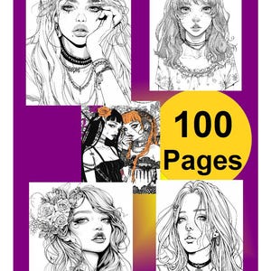 100 Anime Goth Girls Coloring Pages, Kids Adults, PDF, Digital Download, Coloring Pages