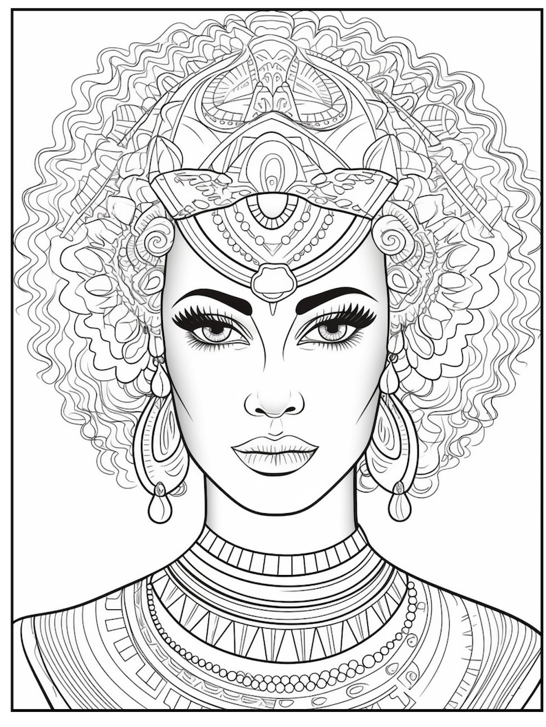 100 African Black Woman Coloring Pages Vol. 2, Children, Adults, PDF ...