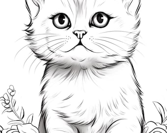 105 Cat Coloring Pages, Children and Adults, Digital Download, Coloring Pages, Coloring Book, PDF