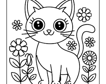 117 Cute Cat Coloring Pages, Ausmalbilder, Kinder, Erwachsene, PDF, sofort Download, Malbilder,