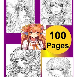 100 Anime Coloring Pages Vol 1 for Adults and Children, Coloring Pages, Digital, PDF, Download,