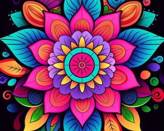 200 schattige mandala-bloemkleurplaten, kleurplaten, kinderen, volwassenen, PDF, direct downloaden, kleurplaten