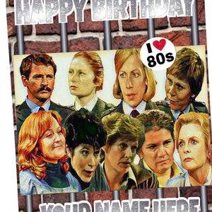 Retro 80/'s Art Inspired by Prisoner Cell Block H Birthday Personalised Pick Your Occasion Greeting Card Silver Glitter HMBI02