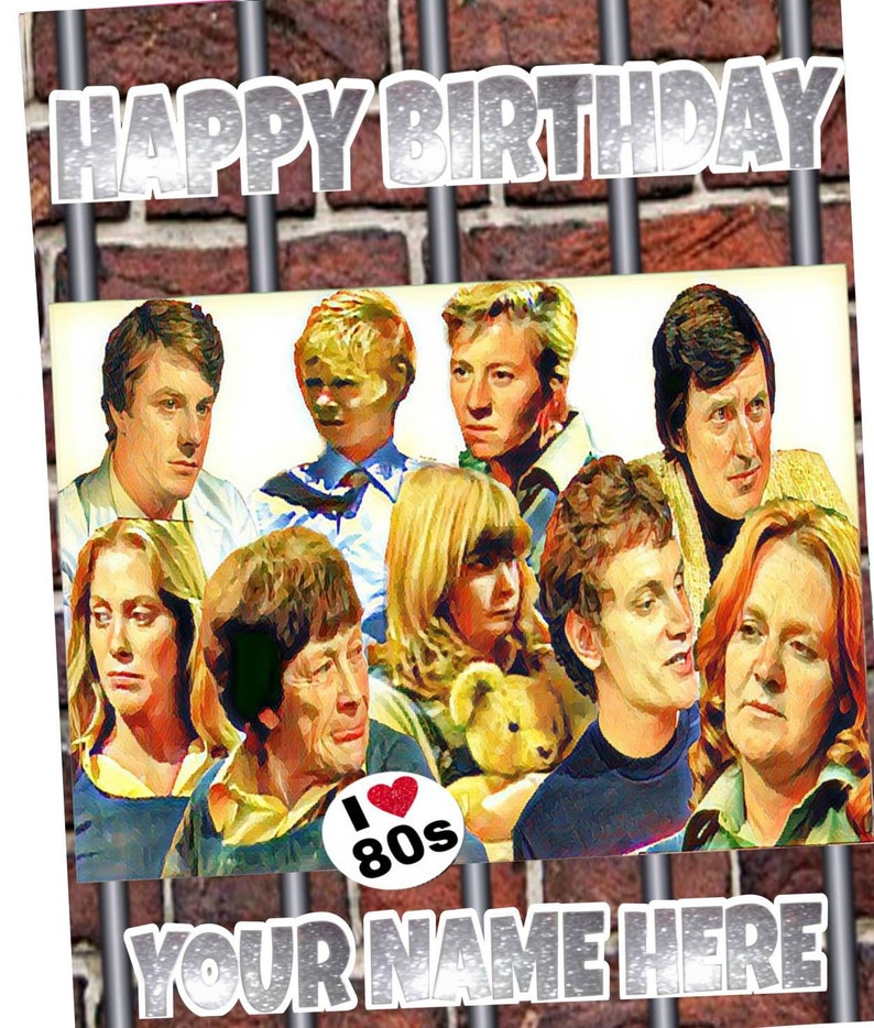 Retro 80/'s Art Inspired by Prisoner Cell Block H Birthday Personalised Pick Your Occasion Greeting Card Silver Glitter HMBI02