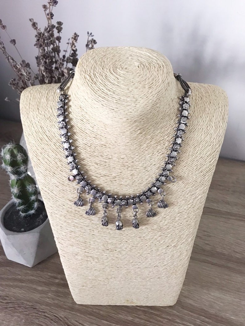 Silver Necklace,Boho Necklace,Ethnic Necklace,Indian Necklace,Gypsy Chic Necklace,Ethnic Style
