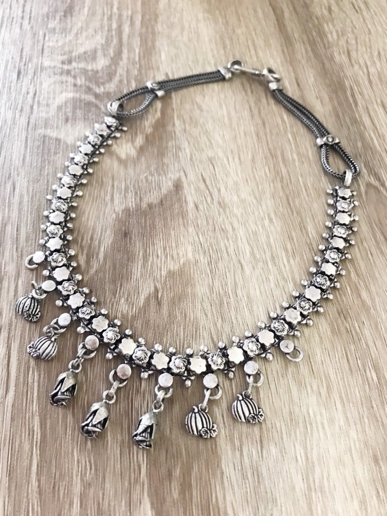 Silver Necklace,Boho Necklace,Ethnic Necklace,Indian Necklace,Gypsy Chic Necklace,Ethnic Style