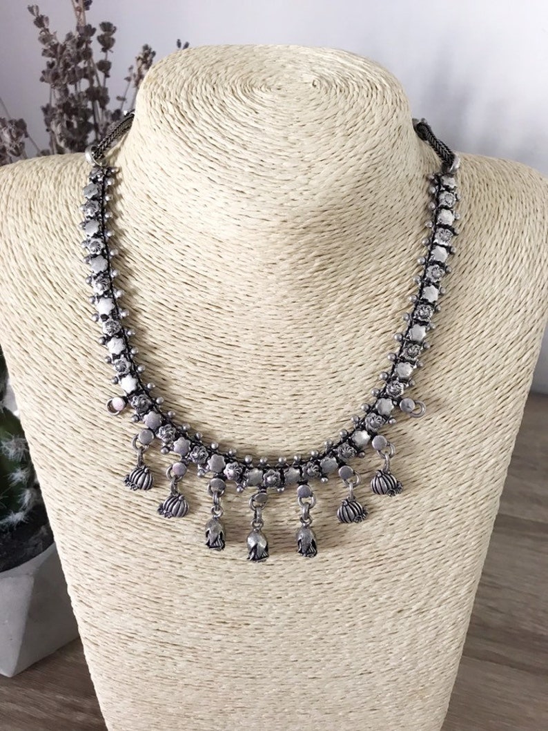 Silver Necklace,Boho Necklace,Ethnic Necklace,Indian Necklace,Gypsy Chic Necklace,Ethnic Style