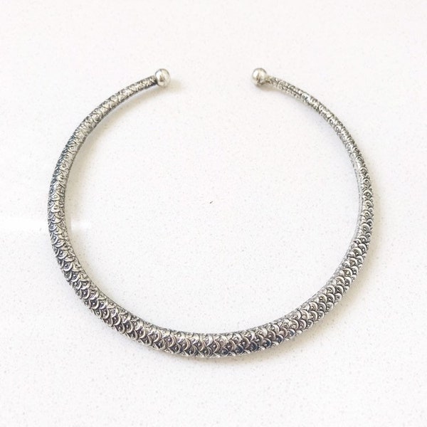 The Dragon Fire Choker,Silver,BOHO Style,70s LOOK,Vintage Choker,Snake Skin Choker