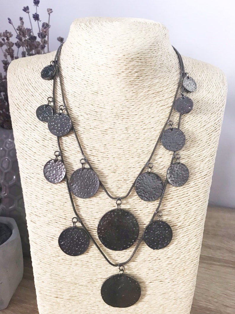 Layering Necklace,Hippie Chic The Aisha Necklace,Coin Shape Necklace,Boho Tribal Jewelry Gypsy Necklace